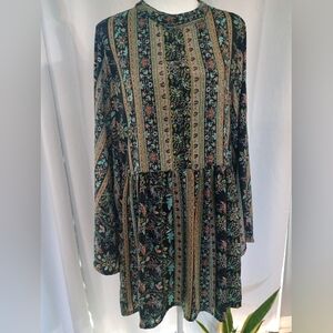 Earthbound Trading Co Babydoll Boho Style Mini Dress Size Large